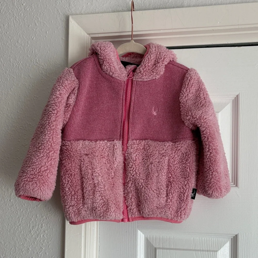 Spyder Toddler Girls Pink Sherpa Fleece Zip Hoodie Sweater